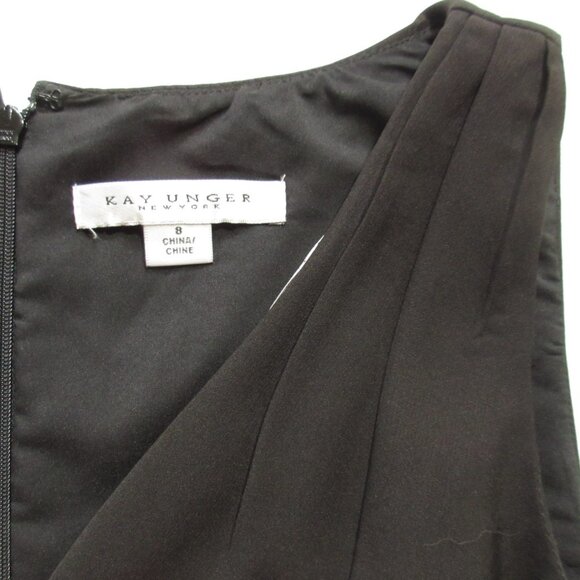 NWT Kay Unger Avery Ashlyn in Black Stretch Crepe Walk Through Maxi Jumpsuit 8 - Picture 10 of 12